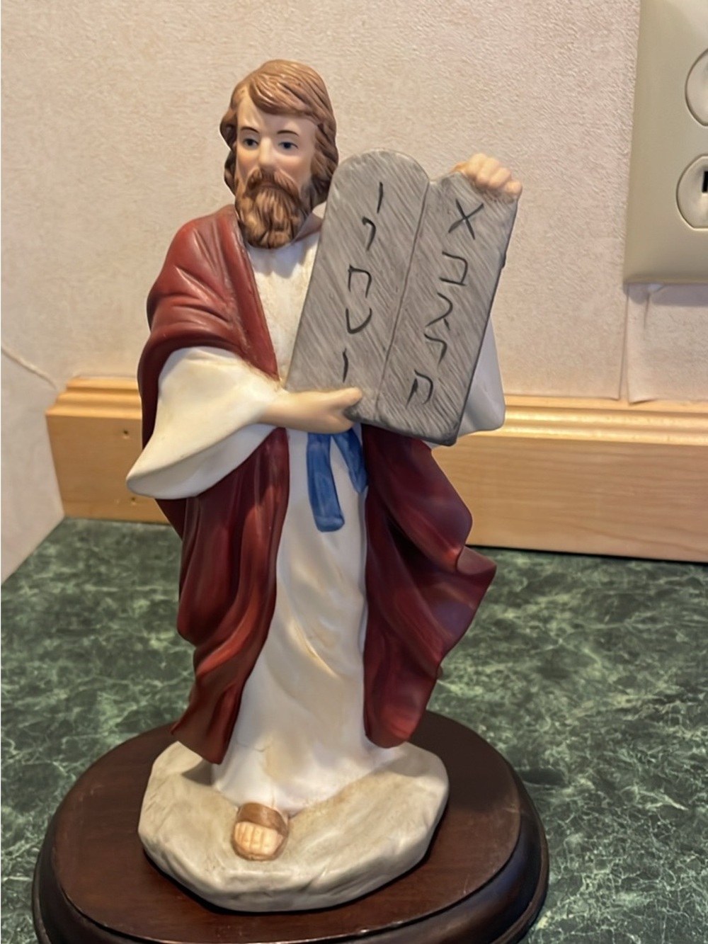 Homco Ceramic Religious Figurine in Red, White, Blue